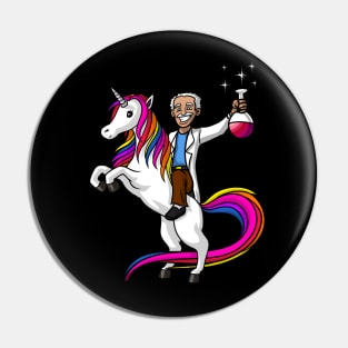 Chemistry Science Teacher Riding A Magical Unicorn Pin