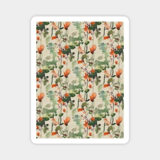 Decorative floral botanic green red Magnet