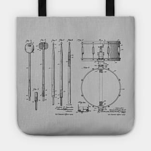 Drumsticks and Snare Drum Combo Vintage Patent Prints Tote