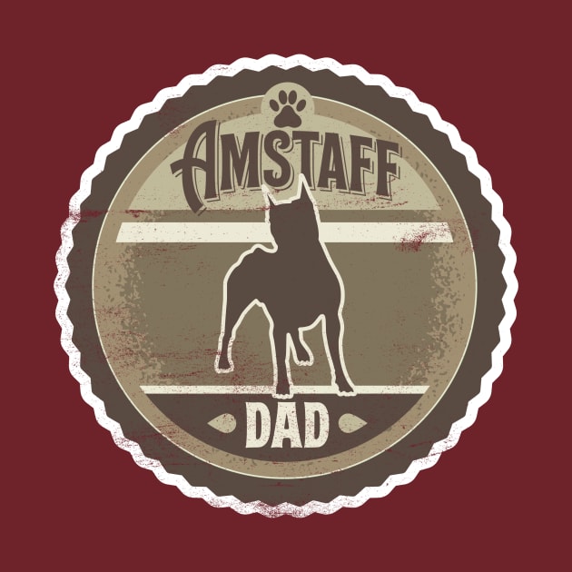 Amstaff Dad - Distressed American Staffordshire Terrier Silhouette Design by DoggyStyles