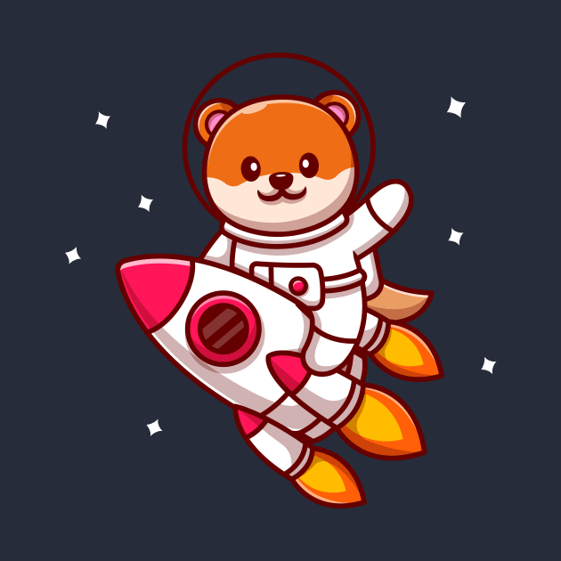 Cute Astronaut Otter Riding Rocket Cartoon by Catalyst Labs