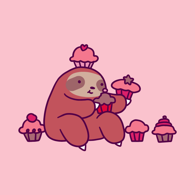 Sloth Eating Cupcakes by saradaboru