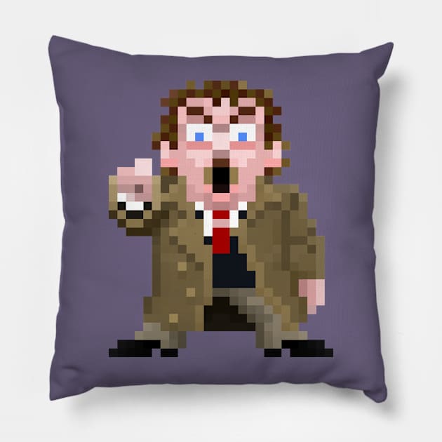 16-Bits Creepy Guy Points and Howls Pillow by badpun