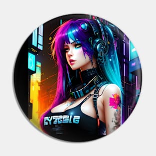 Beautiful Cyberpunk Girl [Design 2] Pin