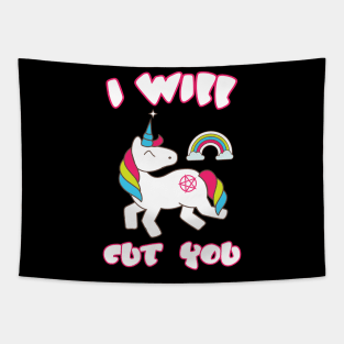 Funny Emo Unicorn Saying I Will Cut You Tapestry