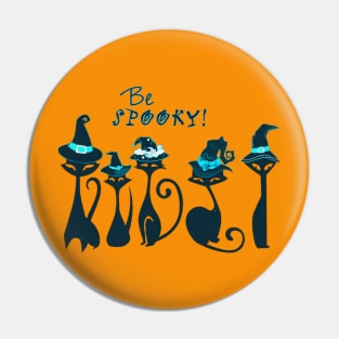 Be Spooky! Vintage Witch Cats Pin