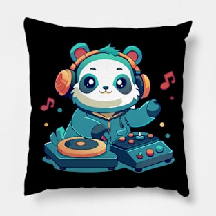 cute panda playing dj music Pillow