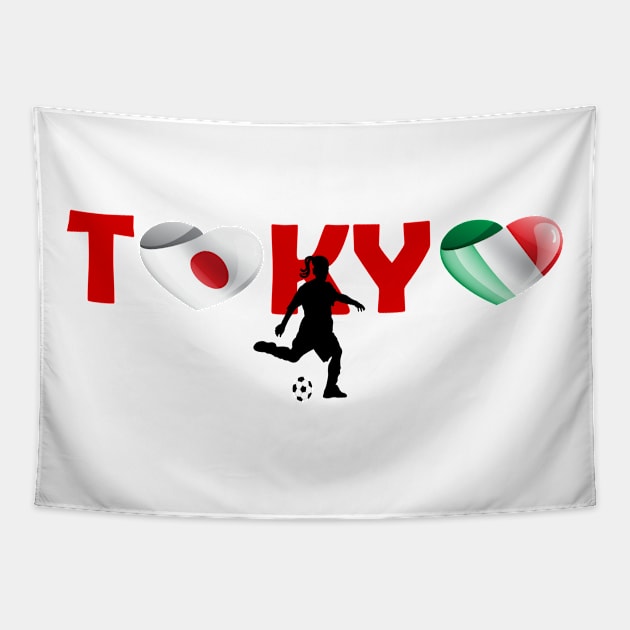 Football in Tokyo - team Italy (IT) Tapestry by ArtDesignDE