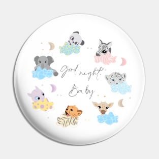 Sleeping baby animals on clouds, cute safari animals, good night baby set Pin