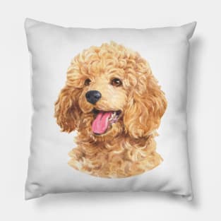 Apricot Toy Poodle Watercolor Art Pillow