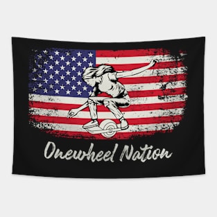 Onewheel girl usa vintage flag - onewheel nation Tapestry