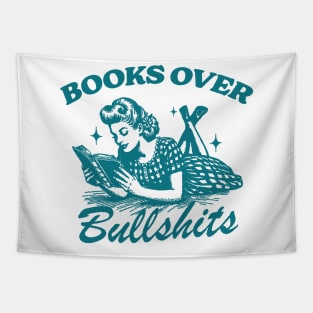 Books Over Bullshirts Graphic T-Shirt, Retro Unisex Adult T Shirt, Vintage 90s Theme T Shirt, Nostalgia Tapestry