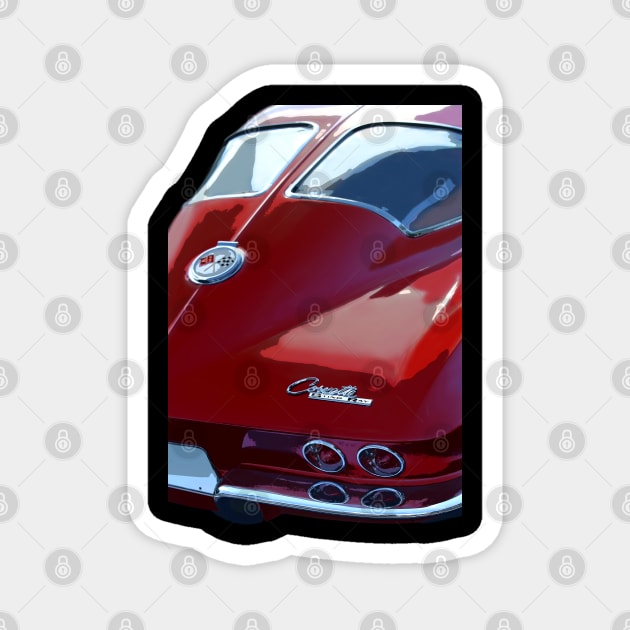 1963 Chevy C2 Corvette Sting Ray - stylized Magnet by mal_photography