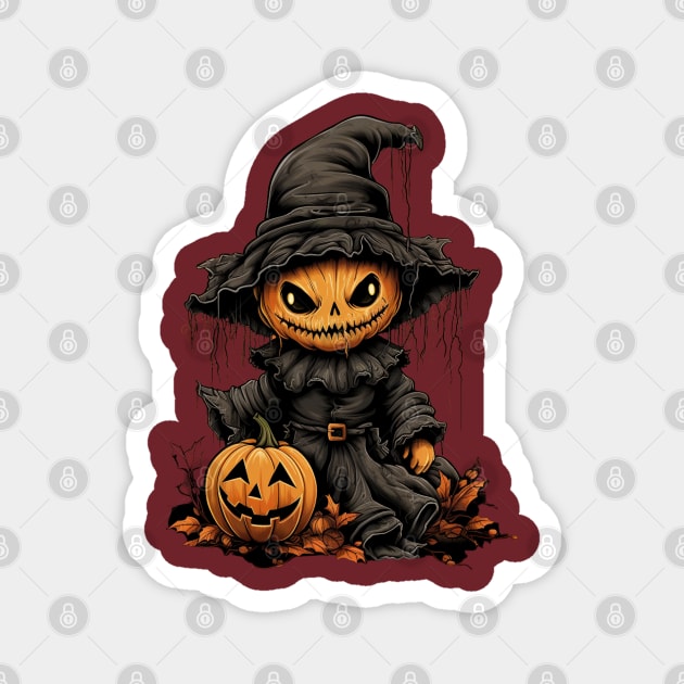 Evil Pumpkin Doll Halloween Magnet by FrogandFog