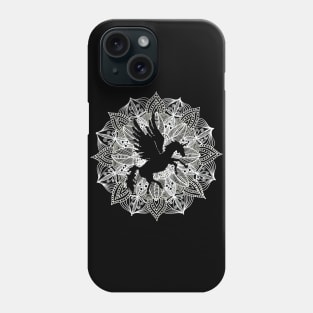 White Mandala Circle Unicorn Pegasus Phone Case