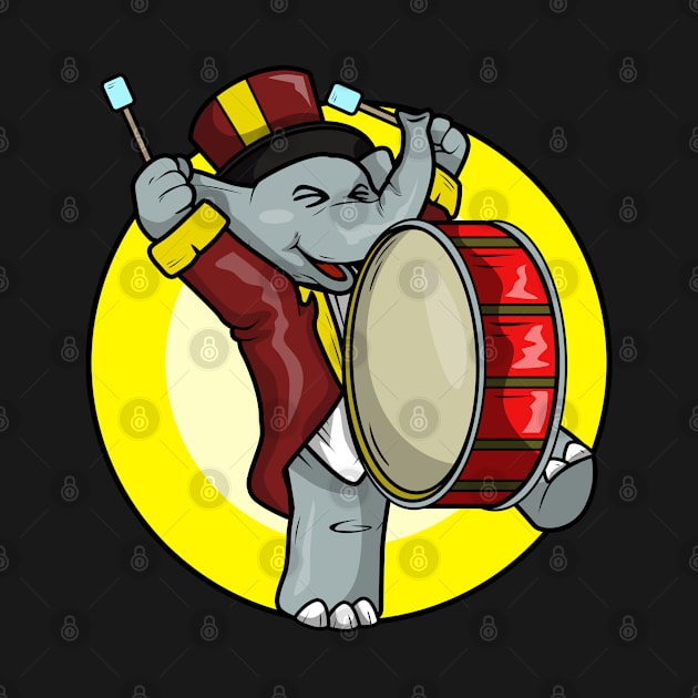 Elephant as Musician with Drum by Markus Schnabel