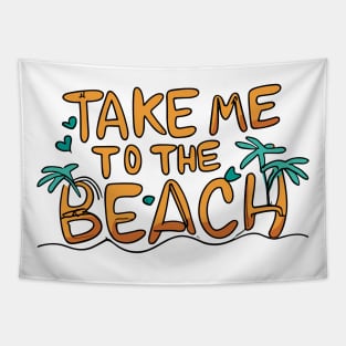 Take me to the Beach - Beach Theme Retro Summer Ocean Lovers Tapestry