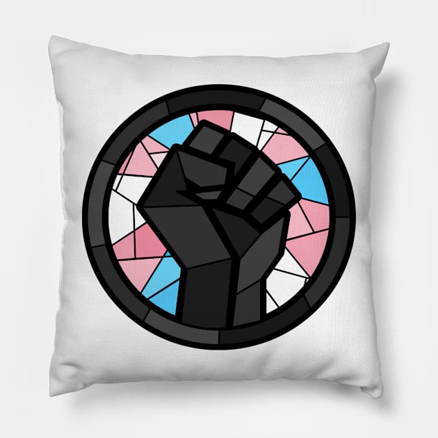 BLM Stained Glass Fist (Trans) Pillow by OctopodArts