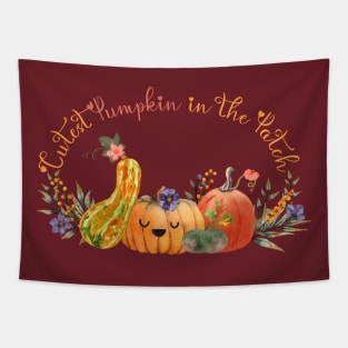 Cute and colorful pumpkins in the patch Tapestry