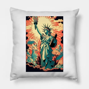 Statue of Liberty in Japanese Ukiyo-E style Pillow