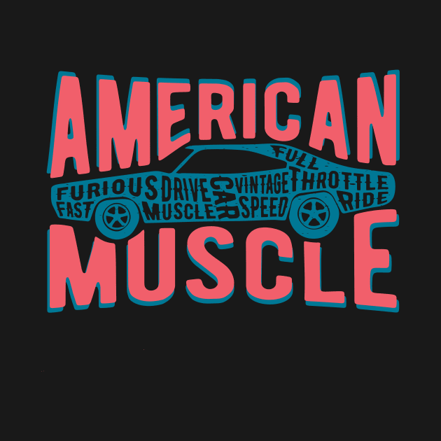 American Muscle Car Vintage Graphic by LittleBunnySunshine