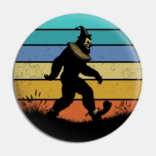 Scary Bigfoot Sasquatch Clown Cryptozoology Lover Vintage Sunset Pin