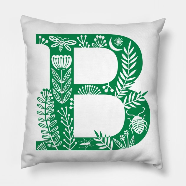 Letter B bright green Pillow by Maggiemagoo Designs