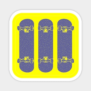 Three Blue Skateboards Magnet