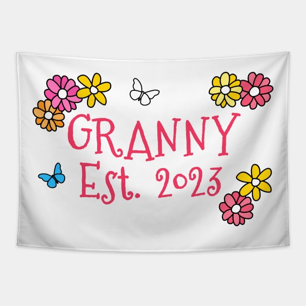 Granny Est 2023 Mother's Day Mothering Sunday Tapestry by doodlerob