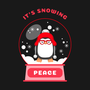 It Is Snowing Peace Penguin (Red) T-Shirt