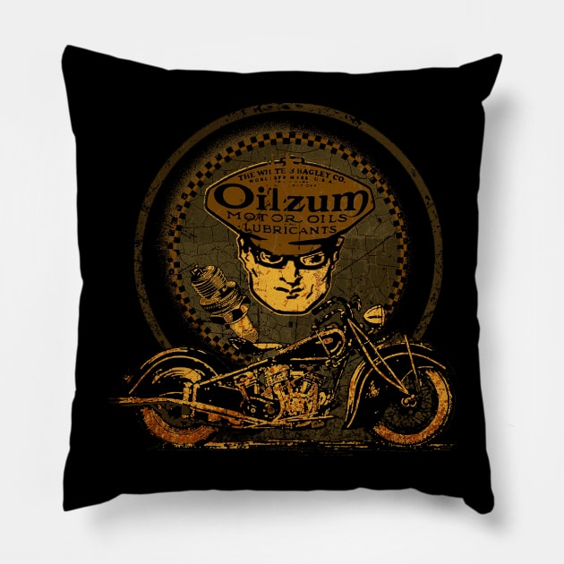 Oilzum Motorcycle oil Pillow by Midcenturydave