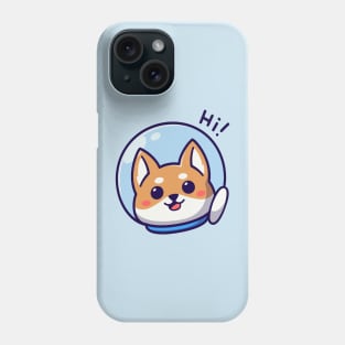 Clean Cartoon Space Shiba Inu in Space Gear Waving Hi Phone Case