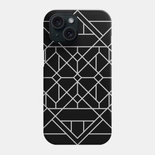 Silver Tone and Black Art Deco Geometric Triangular Tile Design Phone Case