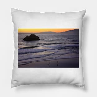 Runners on the Beach. San Francisco, Ocean Beach 2010 Pillow