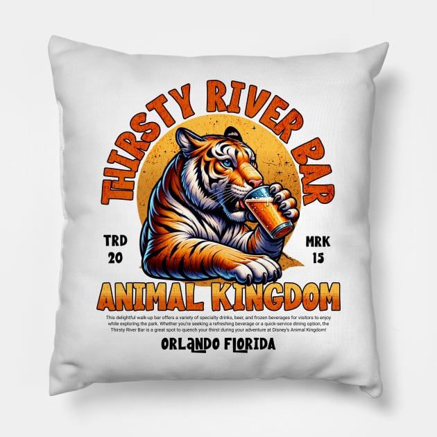 Thirsty River Bar Animal Kingdom Orlando Florida Theme Park Pillow by Joaddo