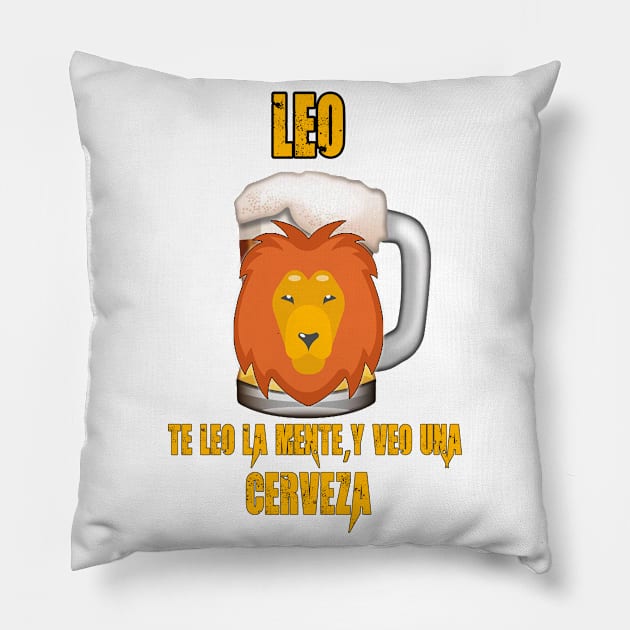 Fun design for lovers of beer and good liquor. Leo sign Pillow by Cervezas del Zodiaco