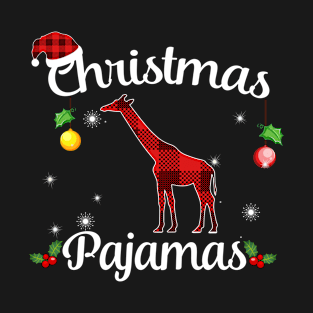 Giraffe Buffalo Plaid Christmas Pajamas Funny Xmas Gift T-Shirt