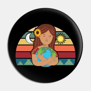 Pachamama Earth Mother Incan God Sunflower Spiritual Environmentalist Pin