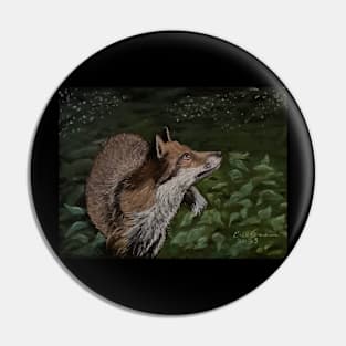 Red Fox at Night Pin