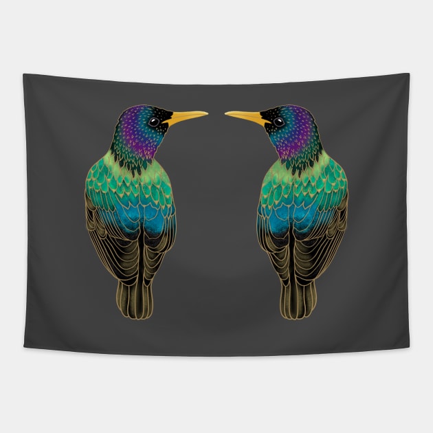 Starling love Tapestry by Naty Design Prague