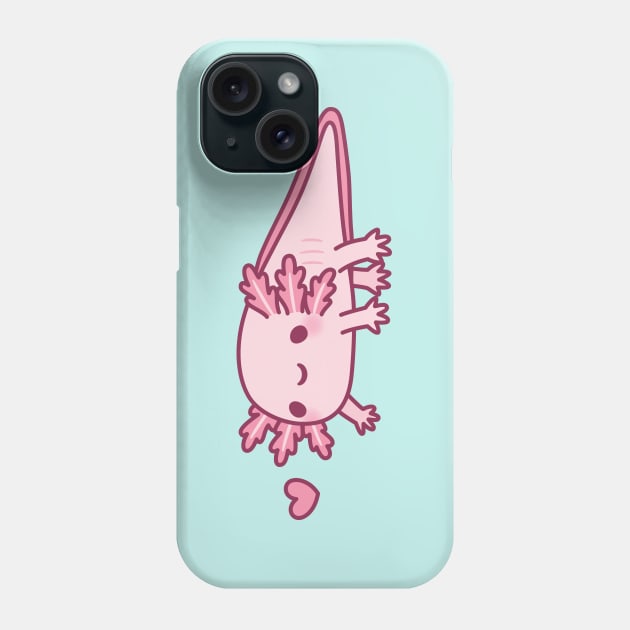 Cute Little Pink Axolotl Doodle Phone Case by rustydoodle