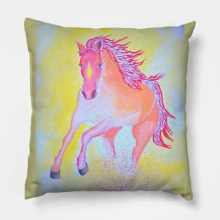 Red horse runs in the desert Pillow