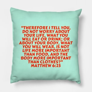 Bible Verse Matthew 6:25 Pillow