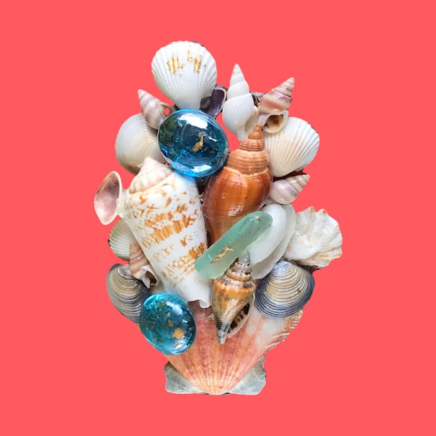 Shell collage with beach glass by Dillyzip1202