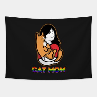 Cat Mom Pride Text Tapestry