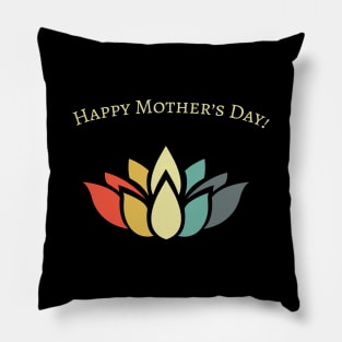 Happy Mother's Day Lotus Blossom Retro Vintage Pillow