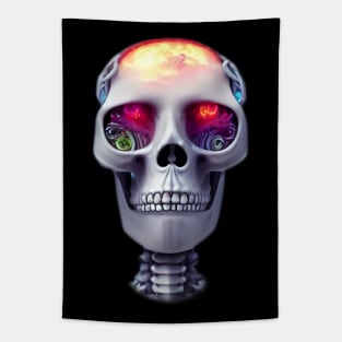 Trippy Skull Colorful Eyes Tapestry