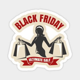 Black Friday Sale Emblem with shopping woman Magnet