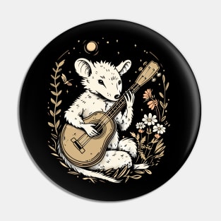 Retro Funny Possum Opossum playing the banjo Opossums Meme Pin