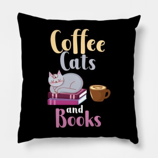 Coffee Cats Books Pillow
